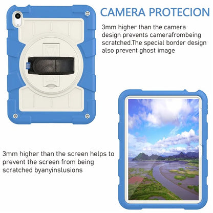 For iPad Air 11 (2024) Kickstand Case Rotating Hand Strap PC+TPU Tablet Cover with Shoulder Strap