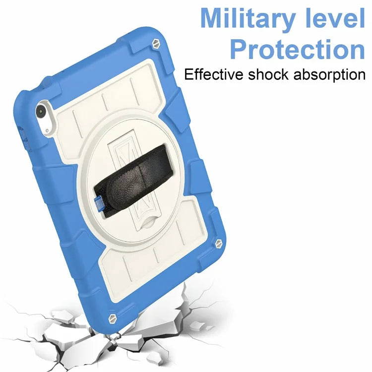 For iPad Air 11 (2024) Kickstand Case Rotating Hand Strap PC+TPU Tablet Cover with Shoulder Strap