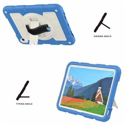 For iPad Air 11 (2024) Kickstand Case Rotating Hand Strap PC+TPU Tablet Cover with Shoulder Strap