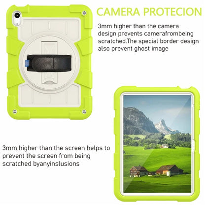 For iPad Air 11 (2024) Kickstand Case Rotating Hand Strap PC+TPU Tablet Cover with Shoulder Strap