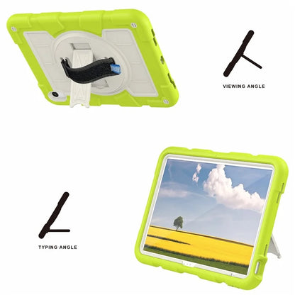 For iPad Air 11 (2024) Kickstand Case Rotating Hand Strap PC+TPU Tablet Cover with Shoulder Strap