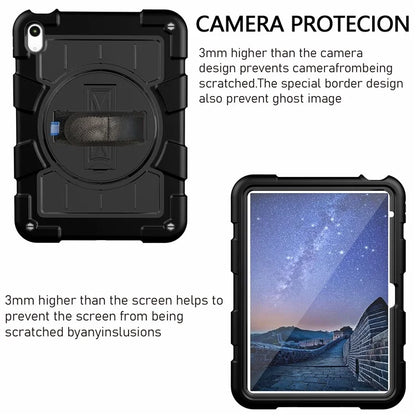 For iPad Air 11 (2024) Kickstand Case Rotating Hand Strap PC+TPU Tablet Cover with Shoulder Strap