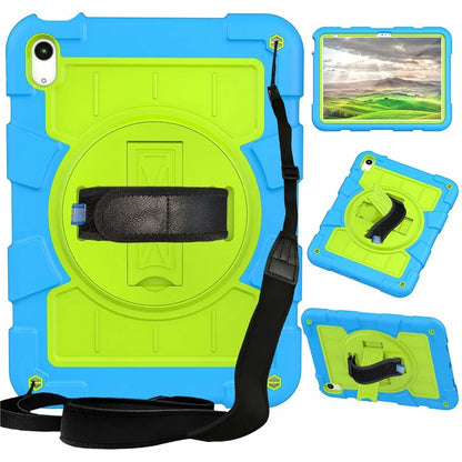 For iPad Air 11 (2024) Kickstand Case Rotating Hand Strap PC+TPU Tablet Cover with Shoulder Strap