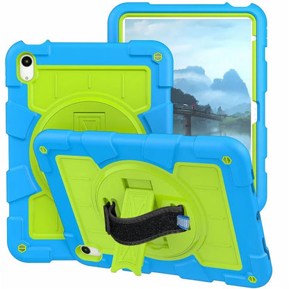 For iPad Air 11 (2024) Kickstand Case Rotating Hand Strap PC+TPU Tablet Cover with Shoulder Strap