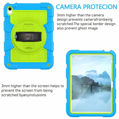 For iPad Air 11 (2024) Kickstand Case Rotating Hand Strap PC+TPU Tablet Cover with Shoulder Strap