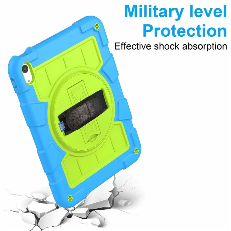 For iPad Air 11 (2024) Kickstand Case Rotating Hand Strap PC+TPU Tablet Cover with Shoulder Strap