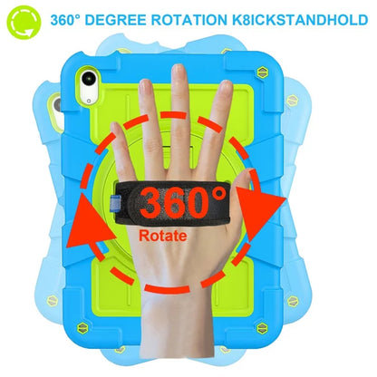 For iPad Air 11 (2024) Kickstand Case Rotating Hand Strap PC+TPU Tablet Cover with Shoulder Strap