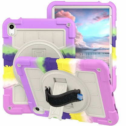 For iPad Air 11 (2024) Kickstand Case Rotating Hand Strap PC+TPU Tablet Cover with Shoulder Strap
