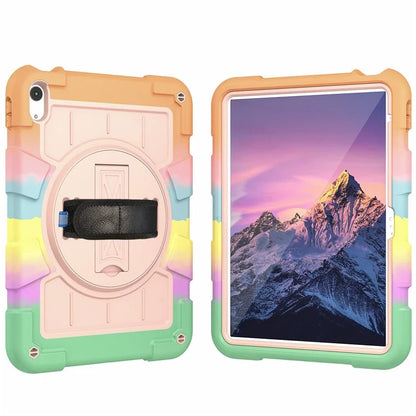 For iPad Air 11 (2024) Kickstand Case Rotating Hand Strap PC+TPU Tablet Cover with Shoulder Strap