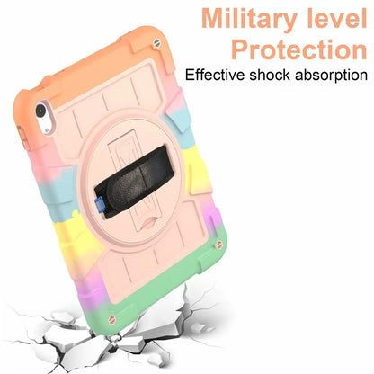 For iPad Air 11 (2024) Kickstand Case Rotating Hand Strap PC+TPU Tablet Cover with Shoulder Strap