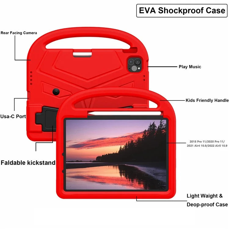 For iPad Pro 11 (2024) Case Sparrow Style EVA Tablet Cover with Kickstand