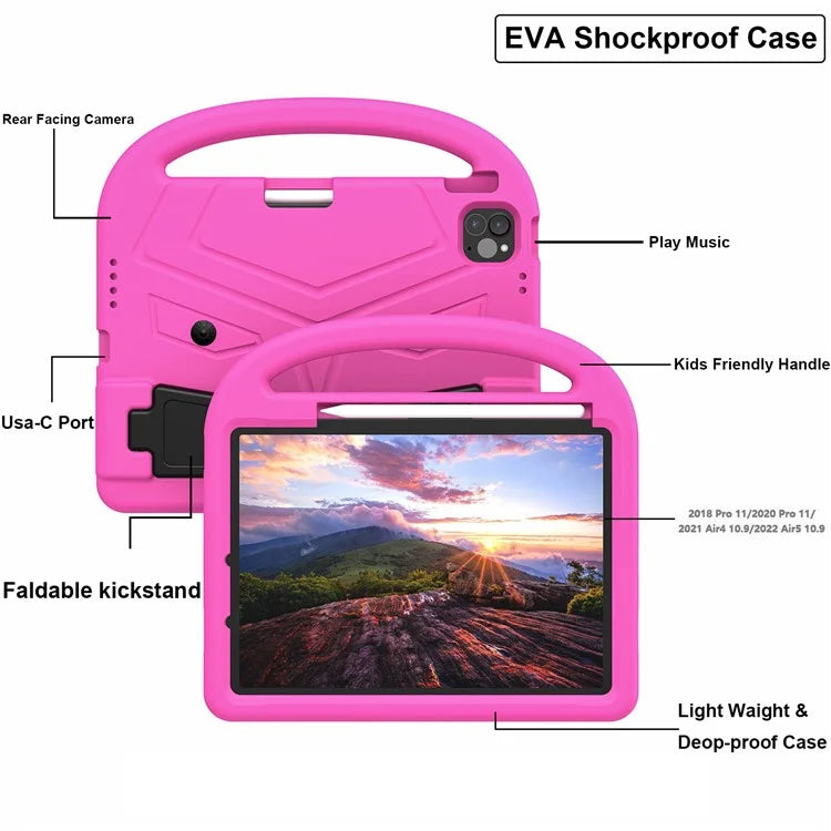 For iPad Pro 11 (2024) Case Sparrow Style EVA Tablet Cover with Kickstand