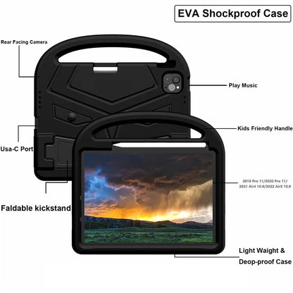 For iPad Pro 11 (2024) Case Sparrow Style EVA Tablet Cover with Kickstand