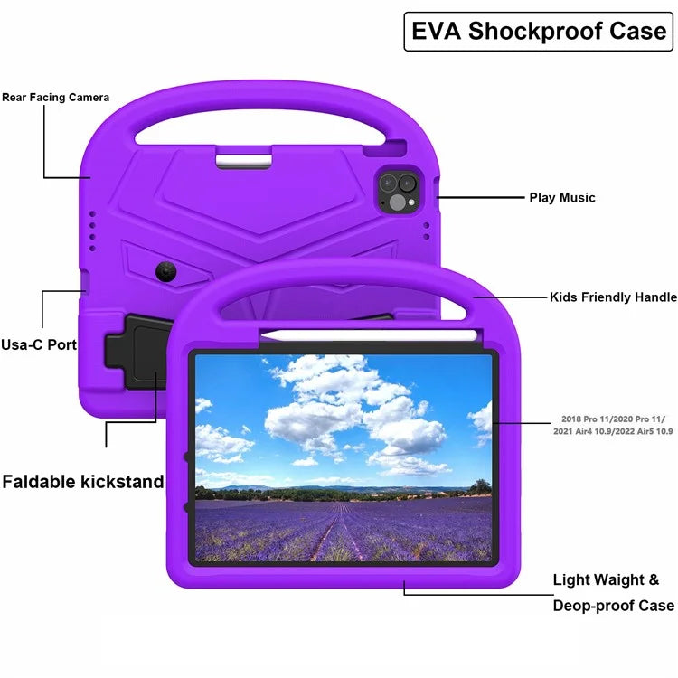 For iPad Pro 11 (2024) Case Sparrow Style EVA Tablet Cover with Kickstand