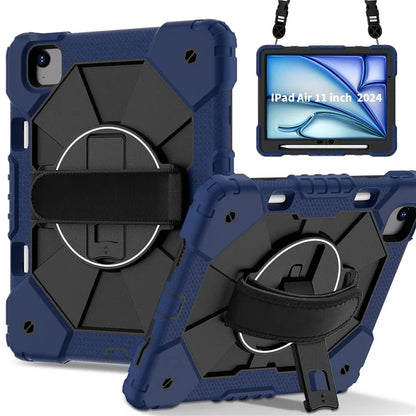 For iPad Air 11 (2024) Case Silicone+PC Kickstand Tablet Cover with Shoulder Strap