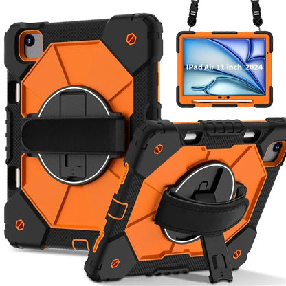 For iPad Air 11 (2024) Case Silicone+PC Kickstand Tablet Cover with Shoulder Strap