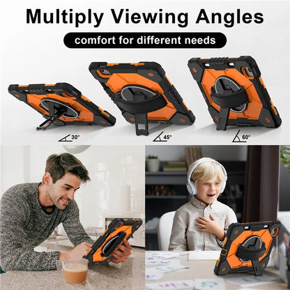 For iPad Air 11 (2024) Case Silicone+PC Kickstand Tablet Cover with Shoulder Strap