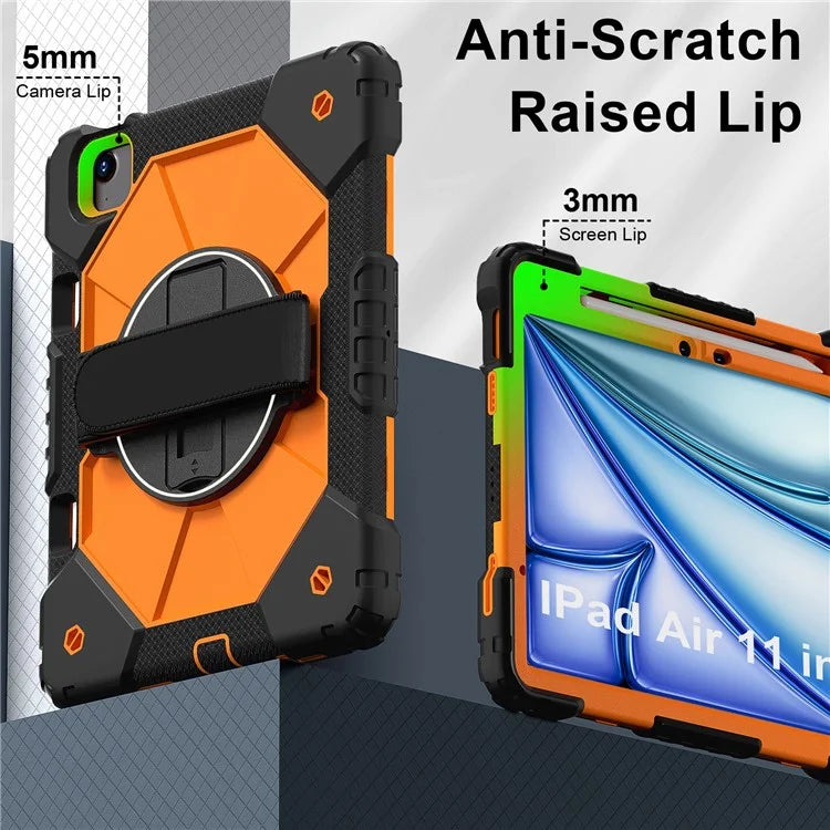 For iPad Air 11 (2024) Case Silicone+PC Kickstand Tablet Cover with Shoulder Strap
