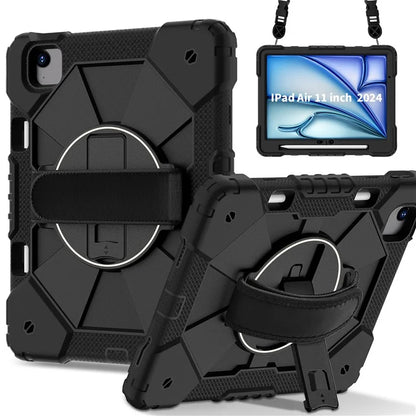 For iPad Air 11 (2024) Case Silicone+PC Kickstand Tablet Cover with Shoulder Strap