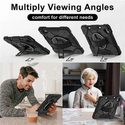 For iPad Air 11 (2024) Case Silicone+PC Kickstand Tablet Cover with Shoulder Strap