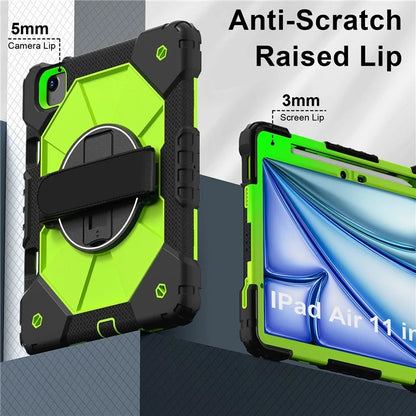 For iPad Air 11 (2024) Case Silicone+PC Kickstand Tablet Cover with Shoulder Strap
