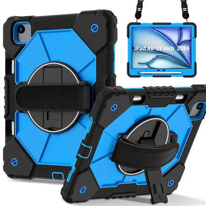 For iPad Air 11 (2024) Case Silicone+PC Kickstand Tablet Cover with Shoulder Strap