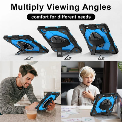 For iPad Air 11 (2024) Case Silicone+PC Kickstand Tablet Cover with Shoulder Strap