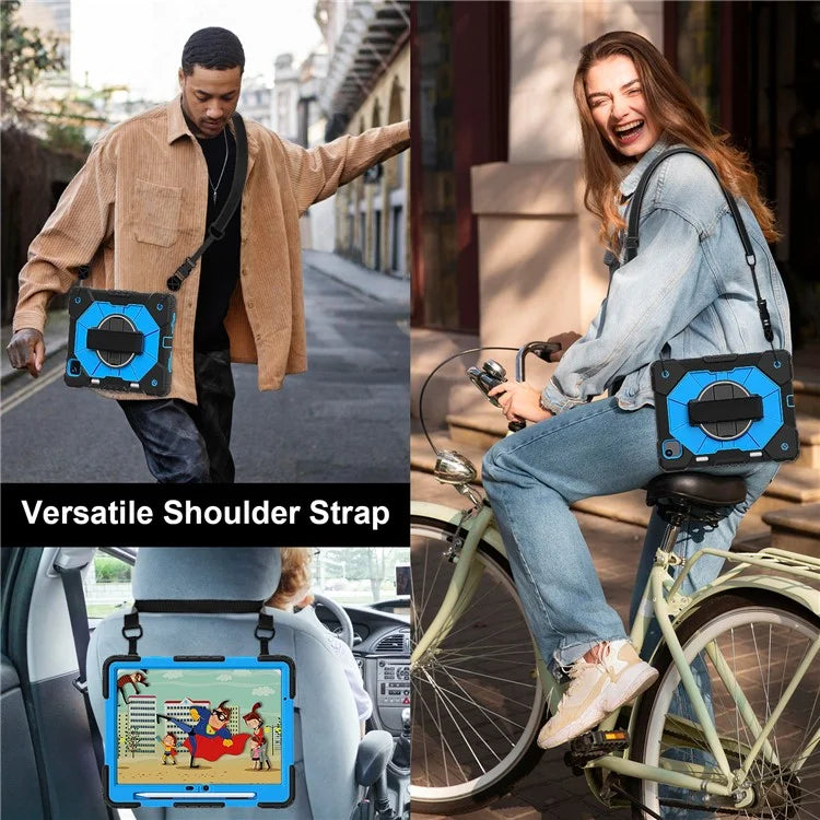 For iPad Air 11 (2024) Case Silicone+PC Kickstand Tablet Cover with Shoulder Strap