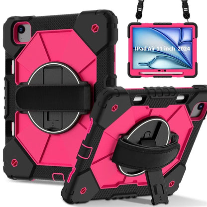 For iPad Air 11 (2024) Case Silicone+PC Kickstand Tablet Cover with Shoulder Strap