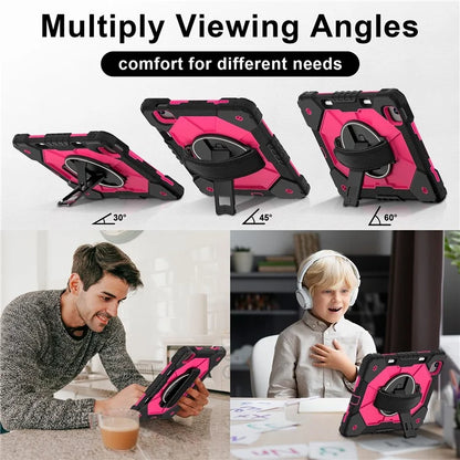 For iPad Air 11 (2024) Case Silicone+PC Kickstand Tablet Cover with Shoulder Strap