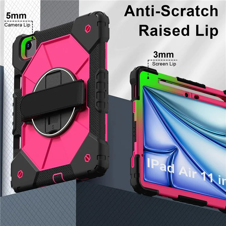 For iPad Air 11 (2024) Case Silicone+PC Kickstand Tablet Cover with Shoulder Strap