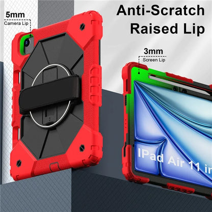 For iPad Air 11 (2024) Case Silicone+PC Kickstand Tablet Cover with Shoulder Strap