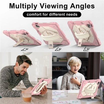 For iPad Air 11 (2024) Case Silicone+PC Kickstand Tablet Cover with Shoulder Strap