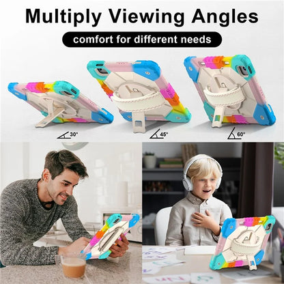 For iPad Air 11 (2024) Case Silicone+PC Kickstand Tablet Cover with Shoulder Strap