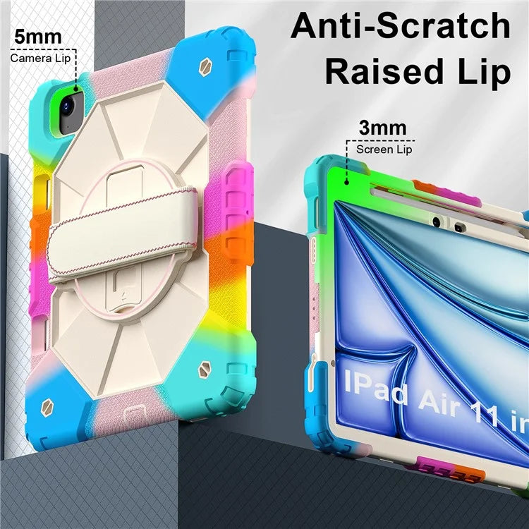 For iPad Air 11 (2024) Case Silicone+PC Kickstand Tablet Cover with Shoulder Strap