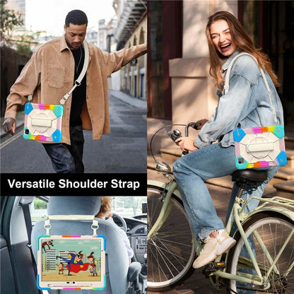 For iPad Air 11 (2024) Case Silicone+PC Kickstand Tablet Cover with Shoulder Strap