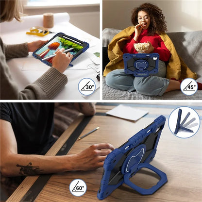 For iPad Pro 11 (2024) Kickstand Case Silicone+PC Tablet Cover with Shoulder Strap