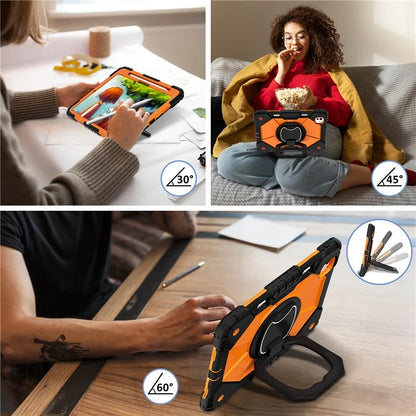 For iPad Pro 11 (2024) Kickstand Case Silicone+PC Tablet Cover with Shoulder Strap