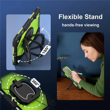 For iPad Pro 11 (2024) Kickstand Case Silicone+PC Tablet Cover with Shoulder Strap