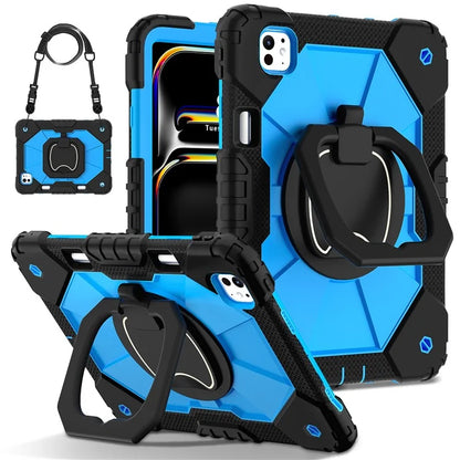 For iPad Pro 11 (2024) Kickstand Case Silicone+PC Tablet Cover with Shoulder Strap