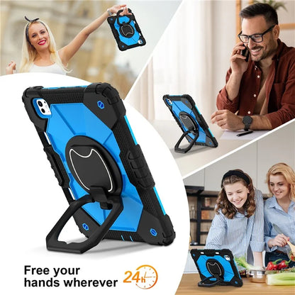 For iPad Pro 11 (2024) Kickstand Case Silicone+PC Tablet Cover with Shoulder Strap