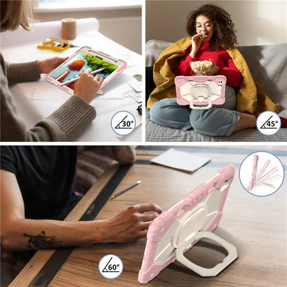 For iPad Pro 11 (2024) Kickstand Case Silicone+PC Tablet Cover with Shoulder Strap