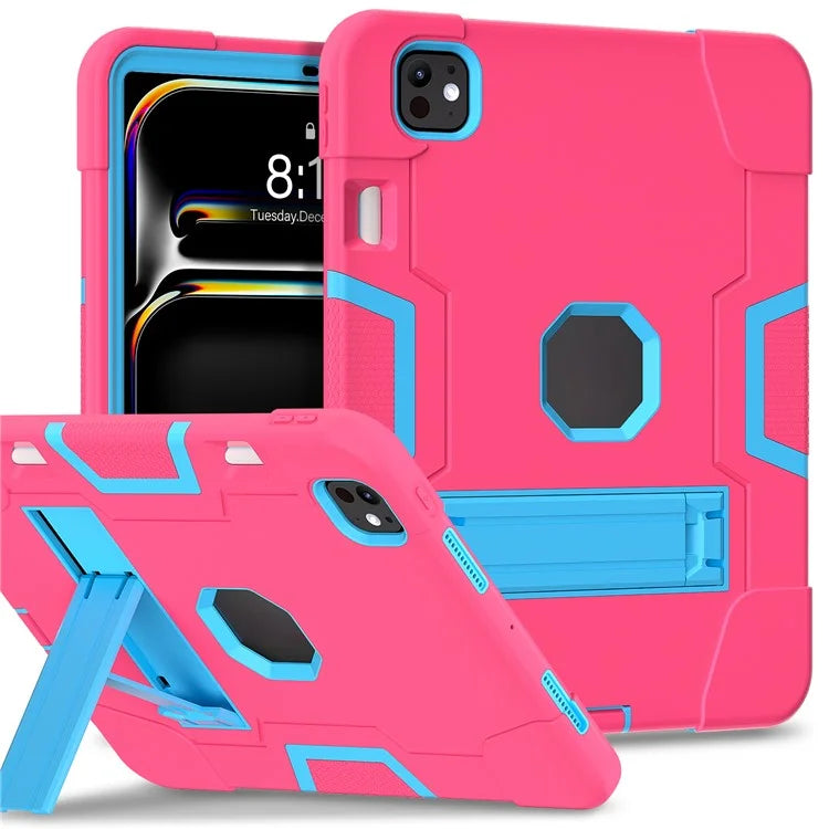For iPad Pro 11 (2024) Case Robot Style Silicone + PC Tablet Cover with Kickstand