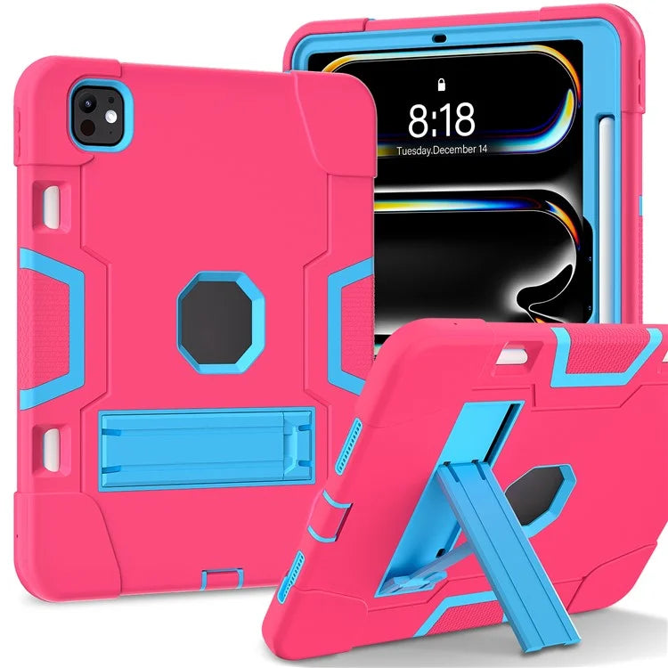 For iPad Pro 11 (2024) Case Robot Style Silicone + PC Tablet Cover with Kickstand