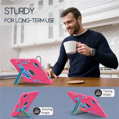 For iPad Pro 11 (2024) Case Robot Style Silicone + PC Tablet Cover with Kickstand
