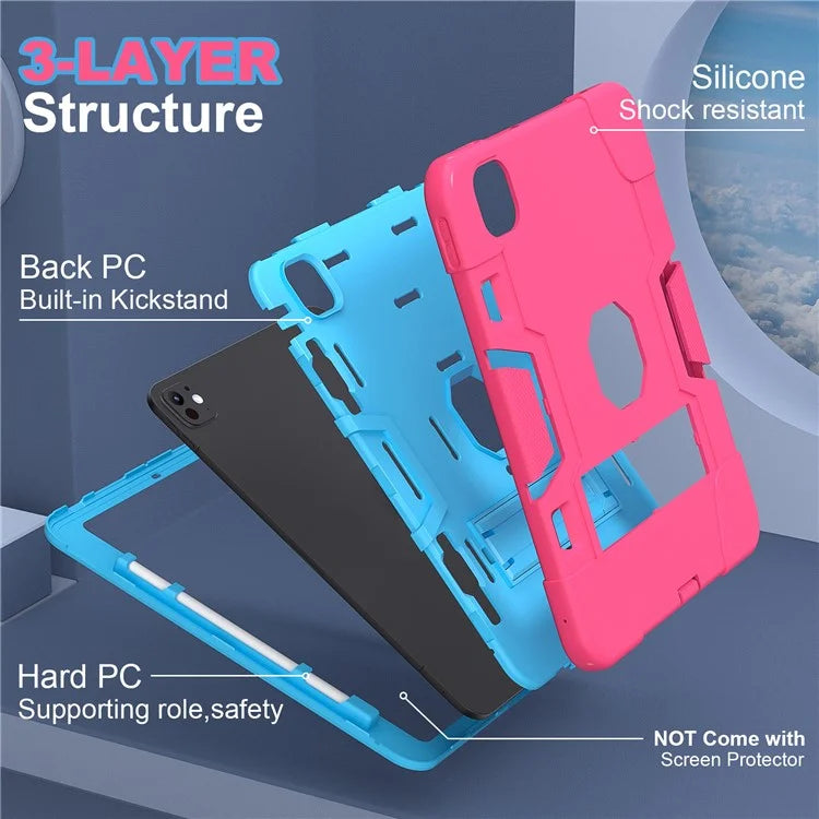 For iPad Pro 11 (2024) Case Robot Style Silicone + PC Tablet Cover with Kickstand