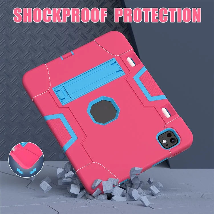 For iPad Pro 11 (2024) Case Robot Style Silicone + PC Tablet Cover with Kickstand