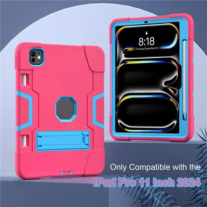 For iPad Pro 11 (2024) Case Robot Style Silicone + PC Tablet Cover with Kickstand