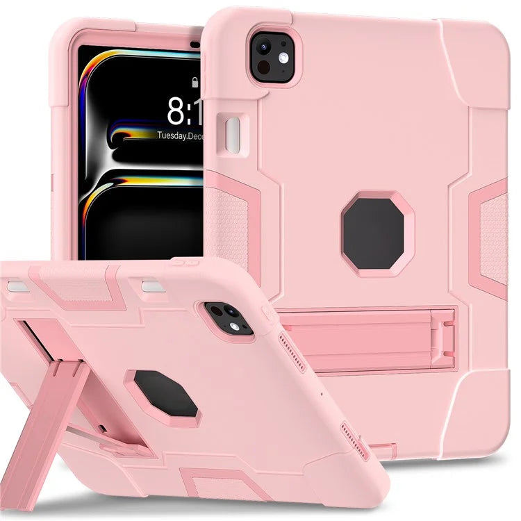 For iPad Pro 11 (2024) Case Robot Style Silicone + PC Tablet Cover with Kickstand
