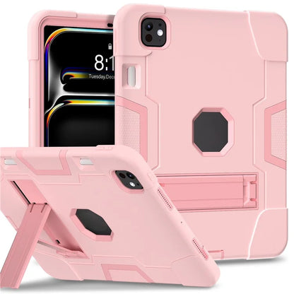 For iPad Pro 11 (2024) Case Robot Style Silicone + PC Tablet Cover with Kickstand